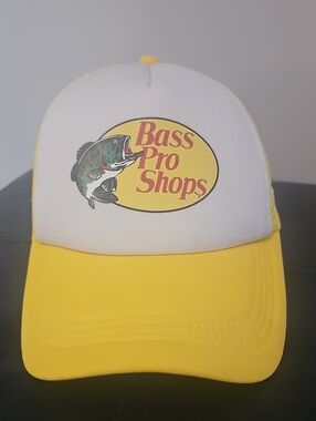 Bass Pro Shops Yellow and White Logo Trucker Cap Hat